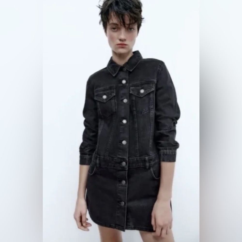 Zara Black Denim Mini Dress